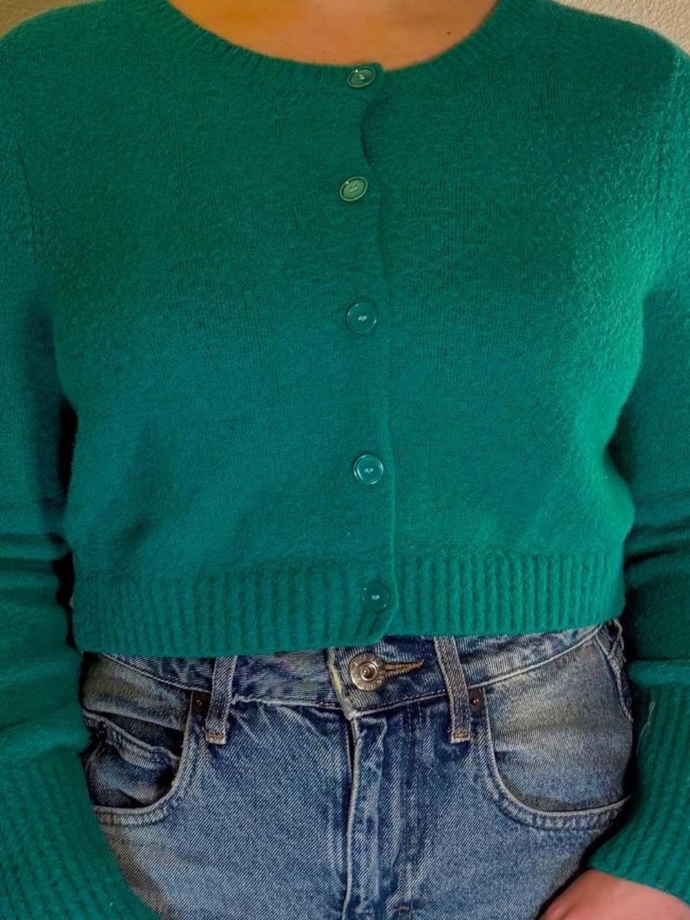 Target Teal Cropped Button Cardigan
